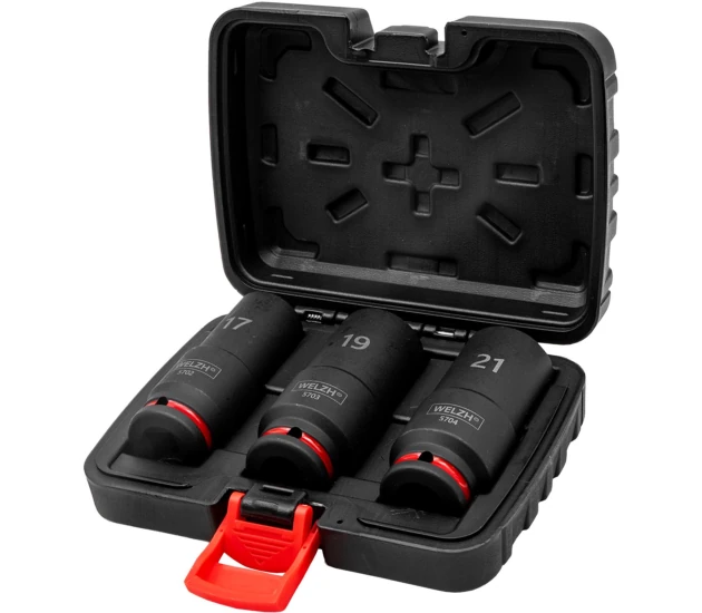 3-Delige verzwaarde diepe impact dopsleutelset (17 mm, 19 mm & 21 mm)