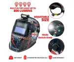 Automatisch donkerkleurende lashelm met ingebouwde LED bovenlamp