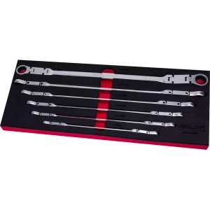 Dubbel-scharnierende ratelsleutel set (8-19 mm)