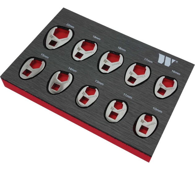 Open ringsleutelset aandrijving, 10–22 mm (10-delig)