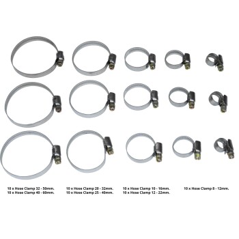 70-Delige RVS slangklemmen set (8–60 mm)