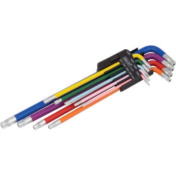 9-Delige extra lange tamper proof Torx sleutelset (T10H–T50H)