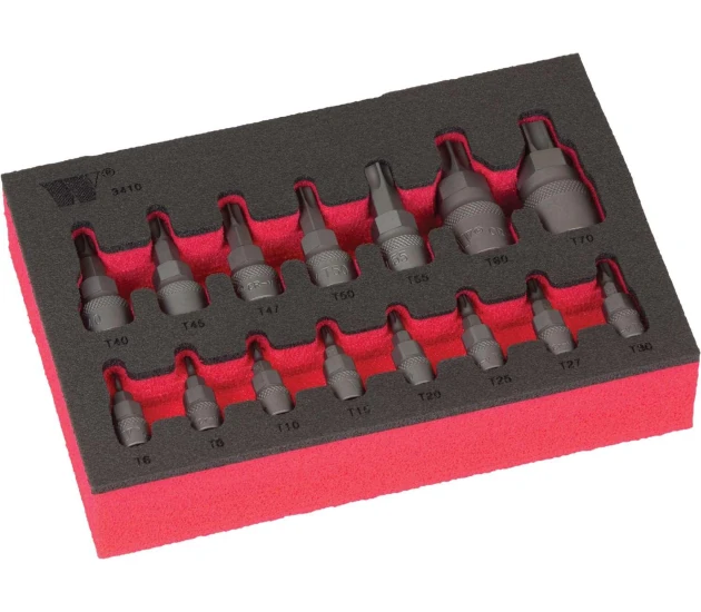 Torx bit dopsleutelset (S2 Staal – T6-T70)