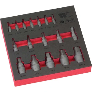 Bit Socket, Hexagon With Hex Shank, S2 Steel, H2-H22 17-Piece