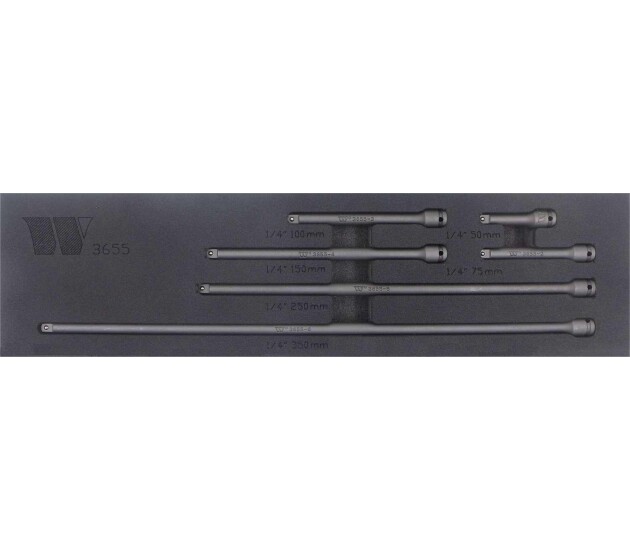 Impact verlengstukset 1/4" aandrijving, 6-delig
