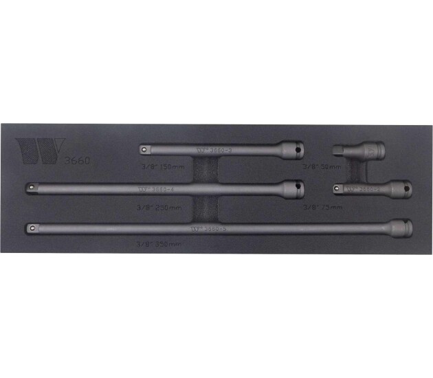 Impact verlengstukset 3/8" aandrijving, 5-delig