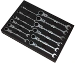 Ratchet Spanner Flexi Head Set;12-Piece 8-19 mm, EPE Foam Tray