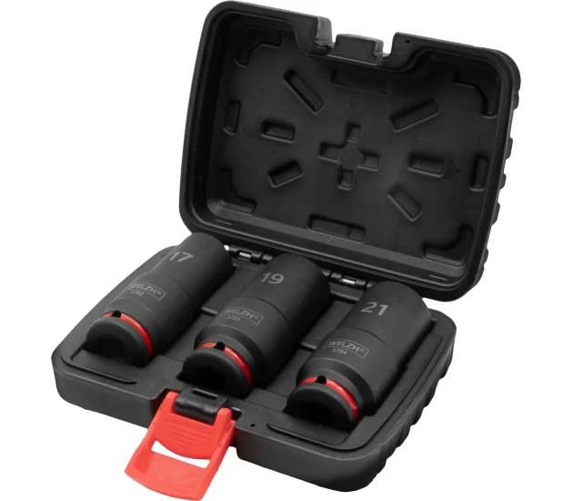 Drie diepe doppenset - (17 mm, 19 mm & 21 mm)