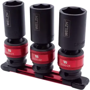 3-Piece Impact Ball Joint Socket Kit;1/2"dr 21, 22 & 24-mm