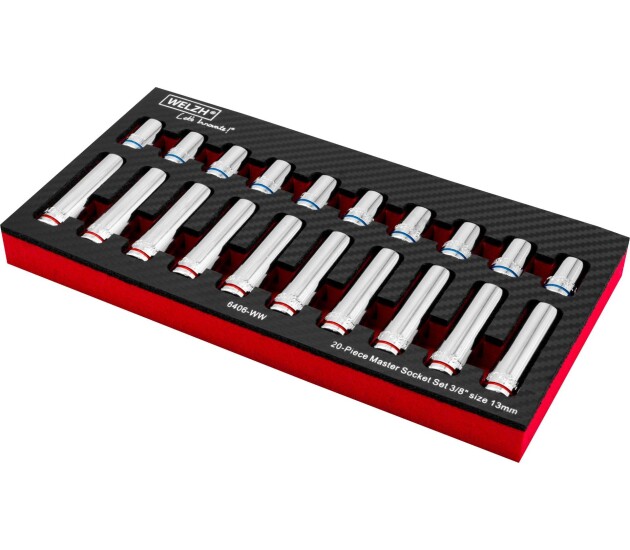 20-Piece Socket Assortment; 3/8''dr 13-mm Deep & Shallow