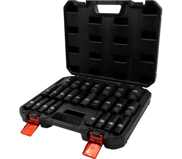 Socket Set; Master Dynamic-Wall-Drive, Impact,1/2''dr 6-Point ,25-Piece Set 8-36mm