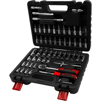 Socket Tool Set; 57-Piece Deep & Shallow, Chrome, 1/4'' 12-Point