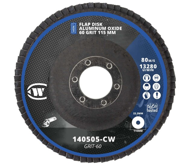 Flapdisk aluminiumoxide 60 grit – 115 mm (200 stuks)