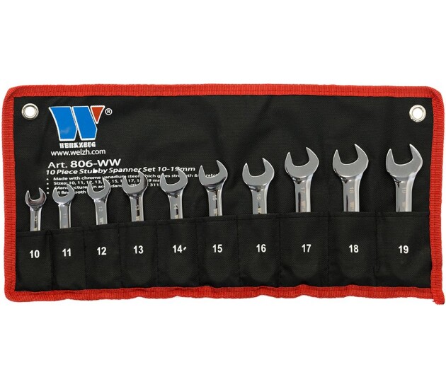 10-delige Stubby Steeksleutelset 10–19 mm