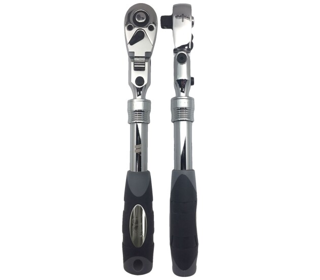 Telescopische ratelsleutel met vergrendelbare flexkop 1/2"