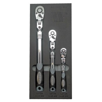 3-delige telescopische ratelsleutelset met vergrendelbare flexkop