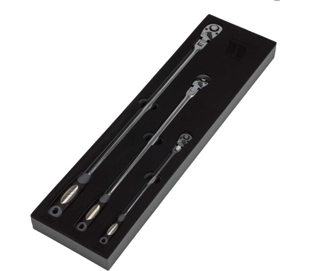 3-delige extra lange ratelsleutelset met flexkop