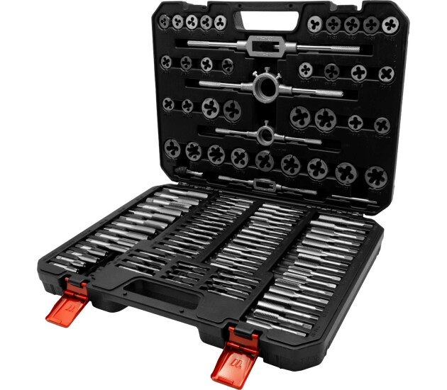 110-delige metrische en SAE tap- en snijset