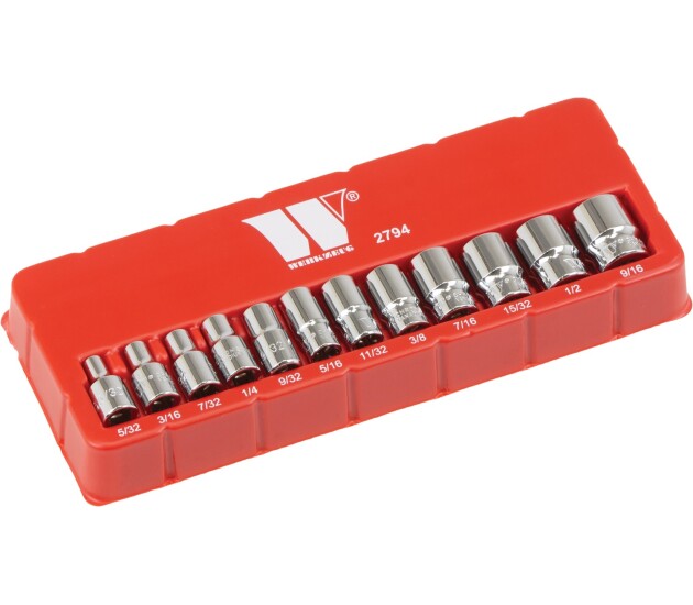 Doppenset – 12-delig 1/4'' inchmaten 6-kant ondiep
