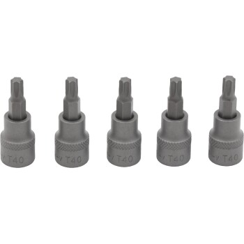 Torx-bitsdop – 5-delig T40 3/8'' S2-staal