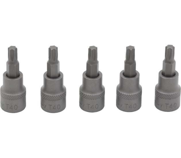 Torx-bitsdop – 5-delig T40 3/8'' S2-staal