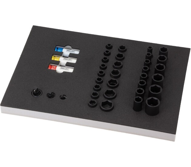 Gereedschapslade vullingsset impactdoppen, beschermdoppen en kruiskoppelingen