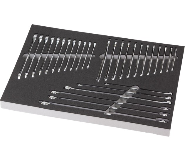 Gereedschapslade vullingsset steeksleutels, ratelsleutels en aviation sleutels