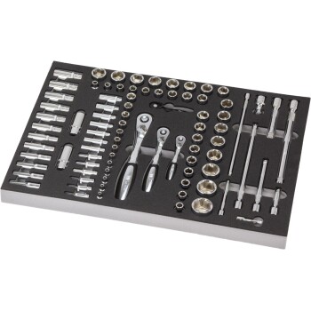 Gereedschapslade vullingsset ratels, doppen en verlengstukken 1/4'', 3/8'' en 1/2''