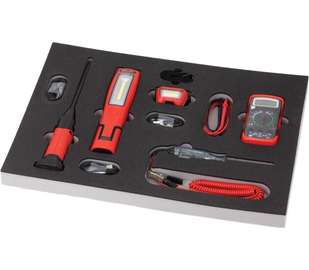 Gereedschapslade vullingsset verlichting en elektronische meetinstrumenten