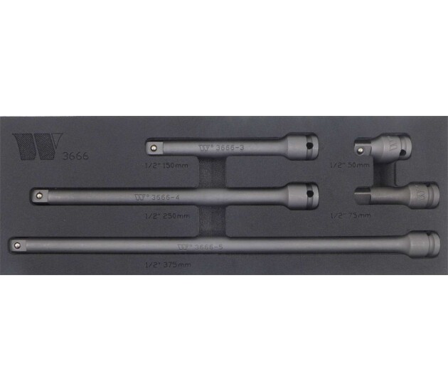 Slagverlengstukset 1/2'' 5-delig