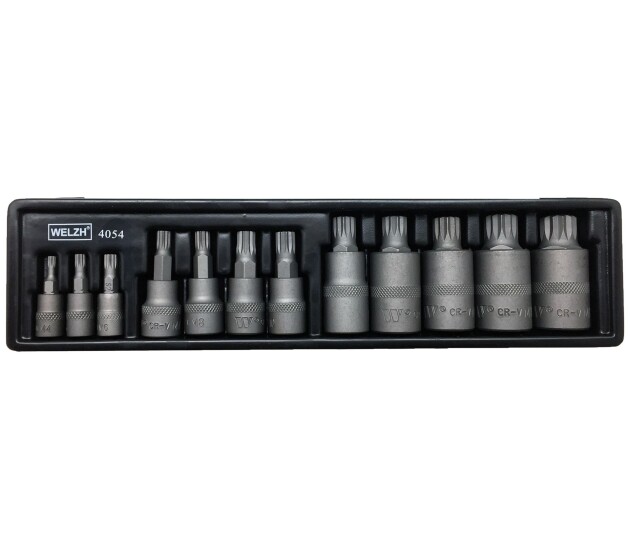 Bitdoppenset spline 12-delig S2 staal M4–M18