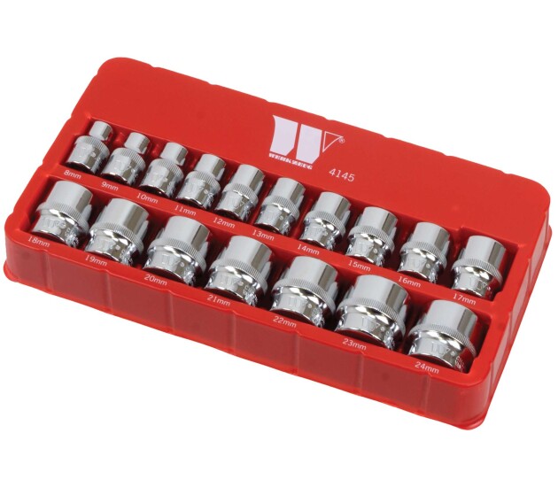 Ondiepe 3/8'' doppenset 17-delig 8–24 mm