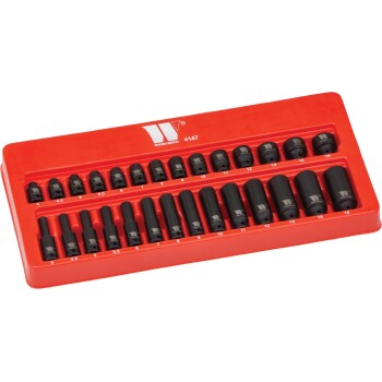 Impact-doppenset 28-delig 1/4'' aandrijving, diep & ondiep