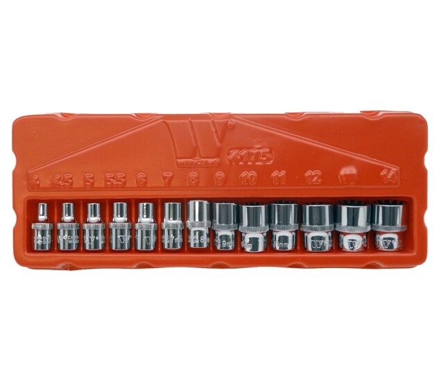 Ondiepe doppen set 1/4'' – Gearlock, 13-delig