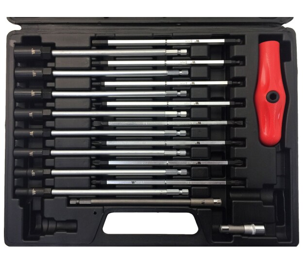 T-handgreep schroevendraaierset met verwisselbare bits, 18-delig