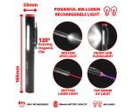 Oplaadbare inspectiepenlamp 400 lumen met UV