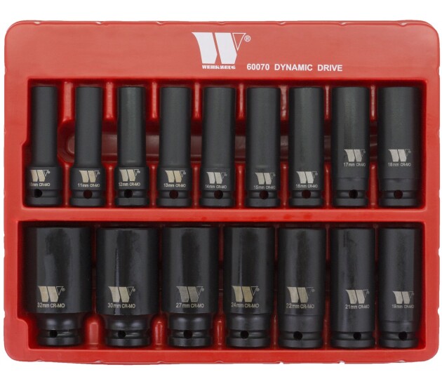 Diepe slagdoppenset 1/2 inch 12-kant 10–32 mm