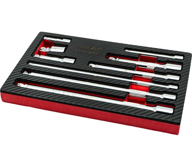 Wobbel verlengstukkenset 1/4, 3/8 en 1/2 inch 9-delig