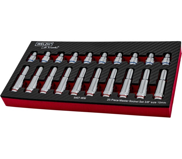 Doppenset 3/8 inch 10 mm diep en ondiep 20-delig