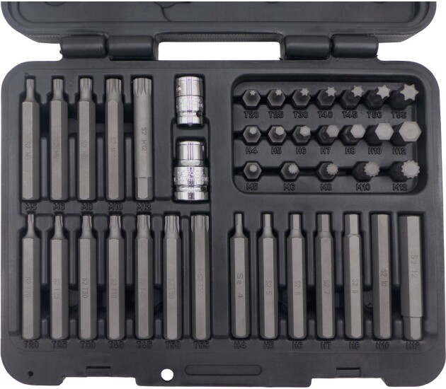 Bitset 1/2 en 3/8 inch inbus, Torx en spline S2 staal