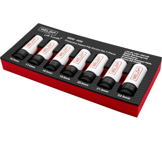 Beschermende omkeerbare slagdoppenset 1/2 inch 7-delig