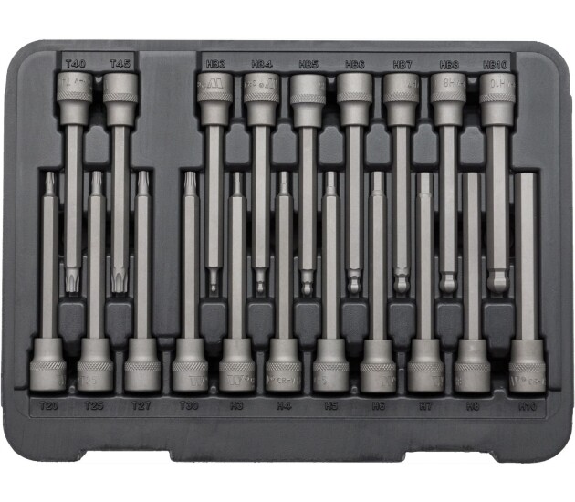 Extra lange bitdoppenset Torx en inbus 3/8 inch