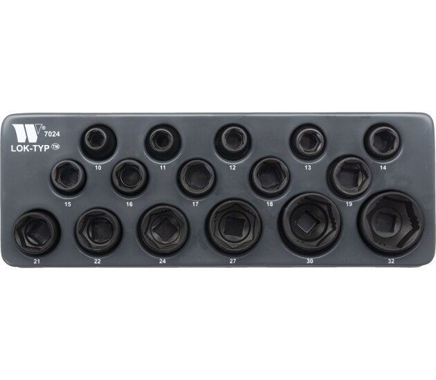 Slagdoppenset laag profiel 1/2 inch 10–32 mm