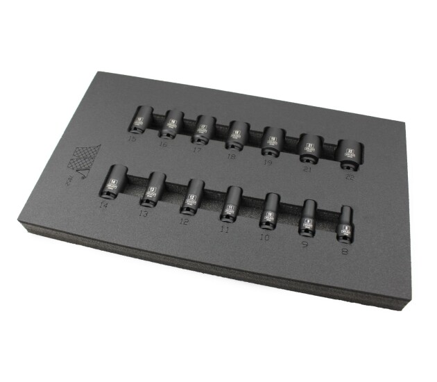 Slagdoppenset 3/8 inch dunwandig semi-diep 6-kant