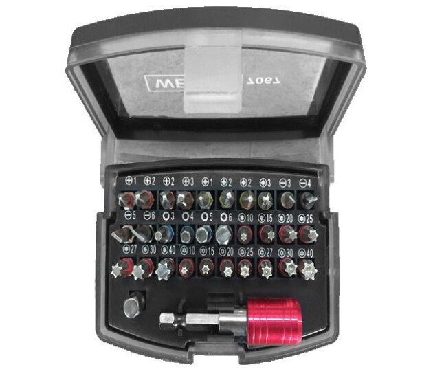 Gekleurde bitset 32-delig met adapter en bithouder