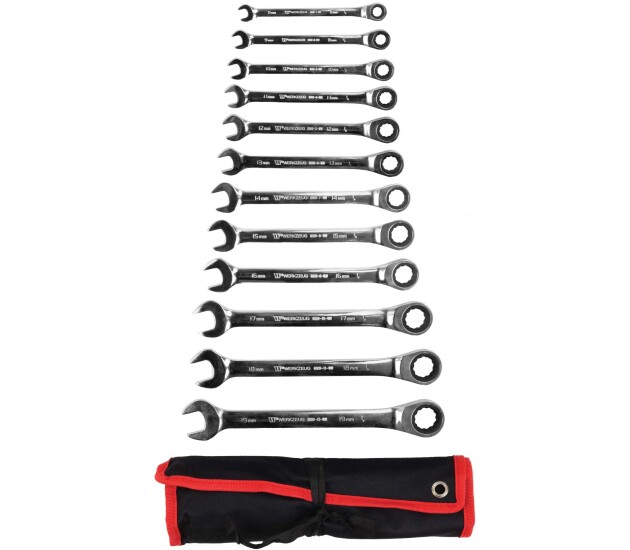 Ratelringsleutelset 8–19 mm 12-delig