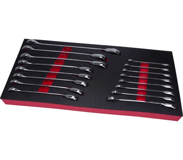 Ratelringsleutelset met omschakelpal 8–24 mm