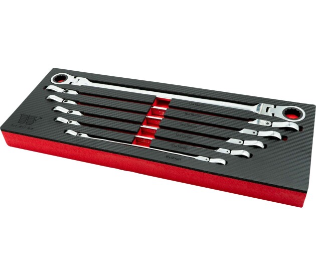 Flexibele ratelringsleutelset aviation type 8–19 mm