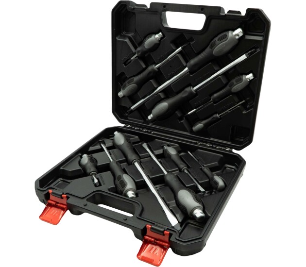 Doorsteek schroevendraaierset zwart 12-delig