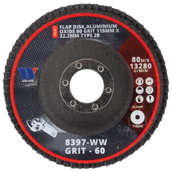 Lamellenschijf type 29 aluminiumoxide 60 korrel 115 mm